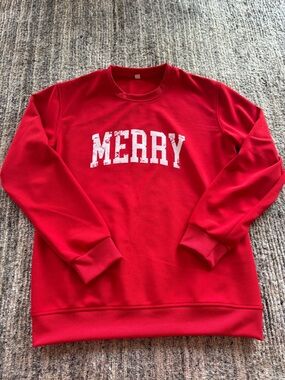 Women’s Red “Merry” Crewneck Sweatshirt